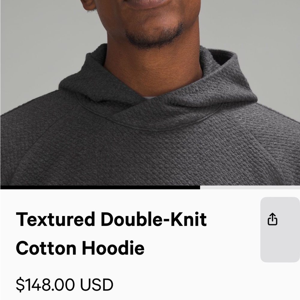 Mens Flex textured double knit cotton hoodie.